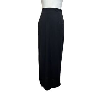 Harlow Vintage Maxi Skirt Black with Slit Side Zip Stretchy Size Small